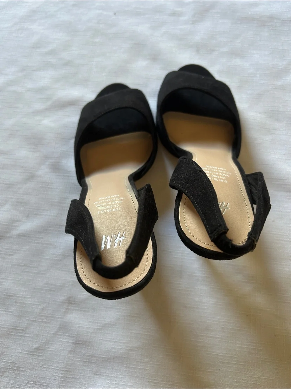 H&M Black Suede Slingback Open-Toe Heels